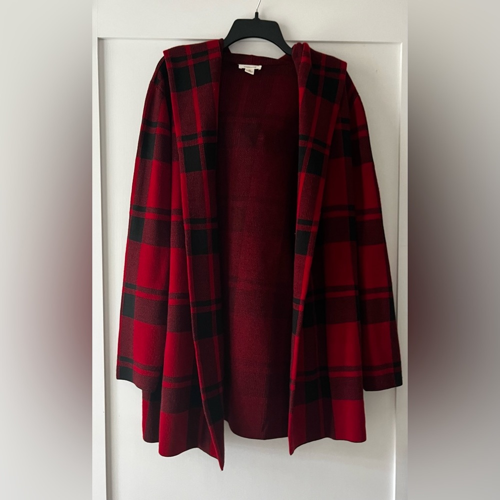 Heavy buffalo checked sweater duster